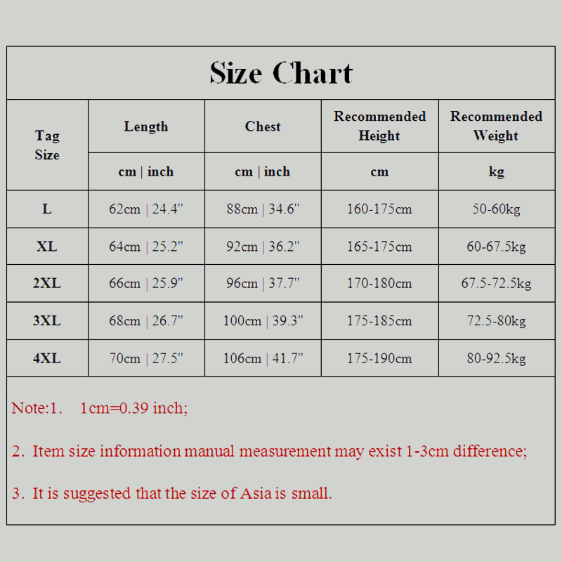 summer size chart tanks