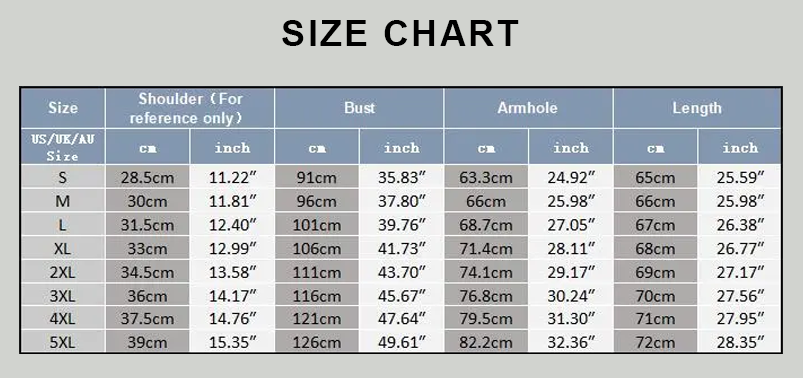 size chart zipper tanks